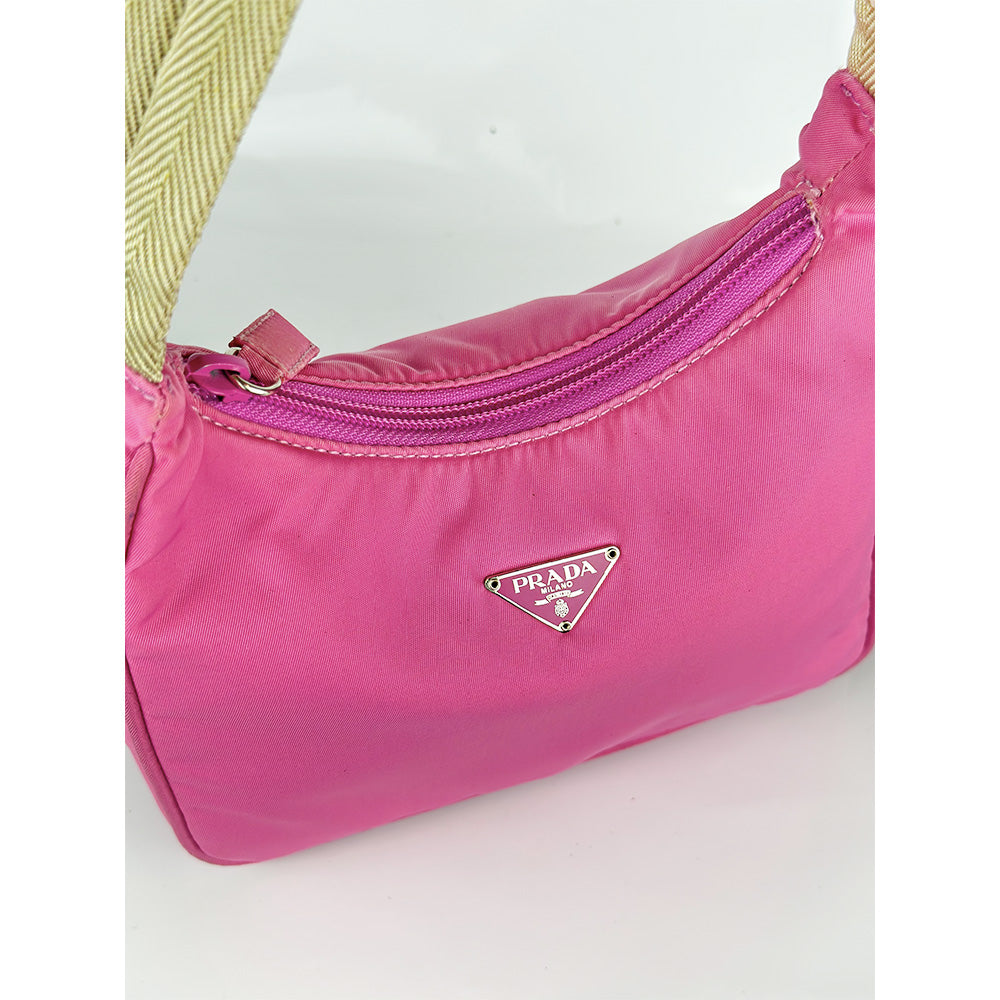 Pink Hobo Mini Nylon Handbag