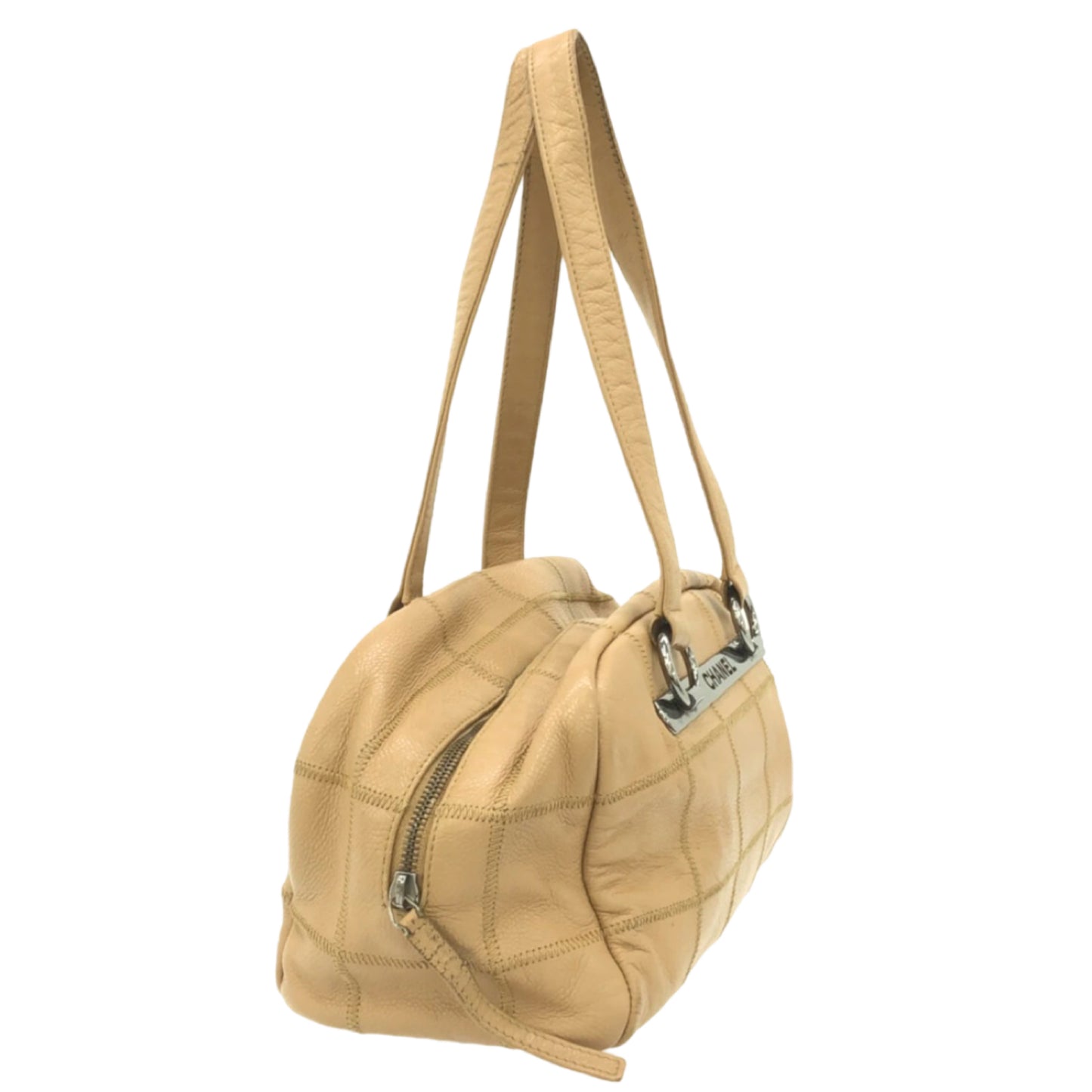 Beige Leather Shoulder Bag