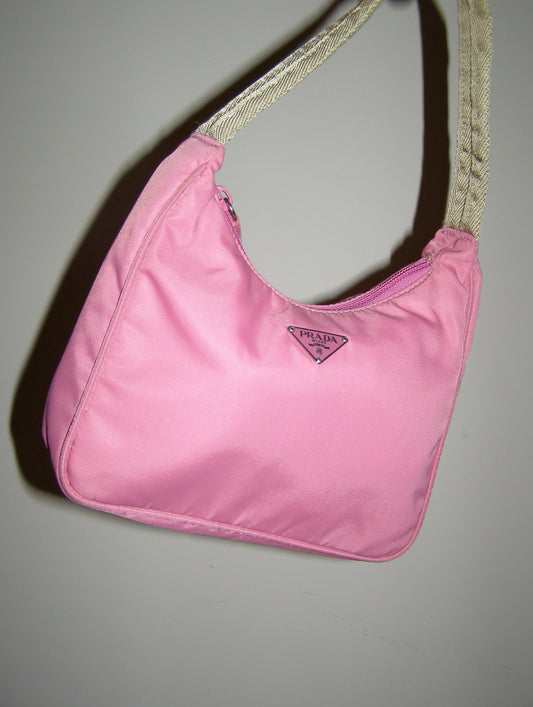 Pink Hobo Mini Nylon Handbag