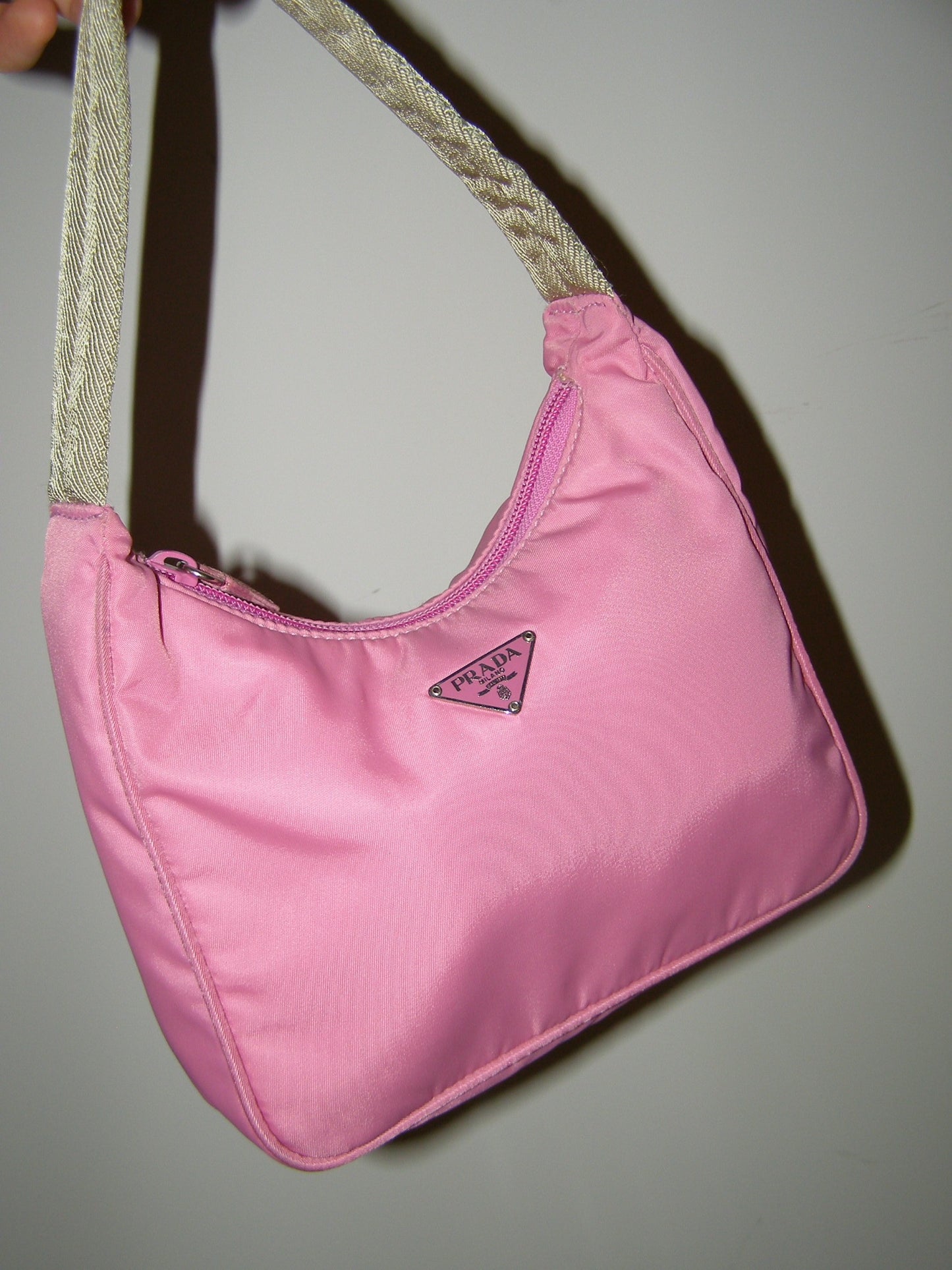 Pink Hobo Mini Nylon Handbag