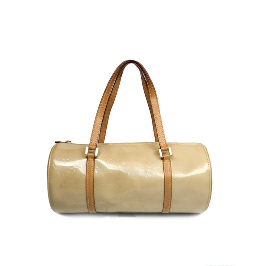 Beige Papillon 30 Patent Leather Bag