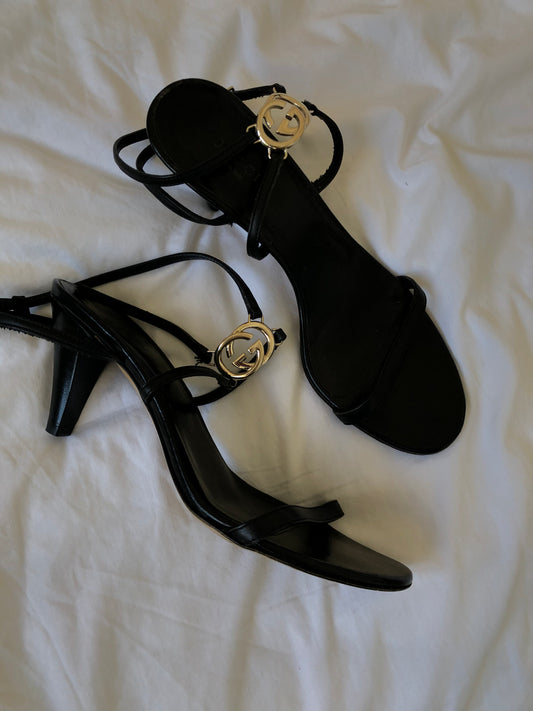 Black Sandals with double G